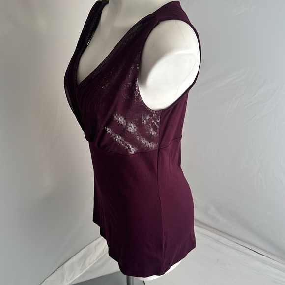 Express merlot rhinestone embellished sleeveless stretch top - Picture 3 of 13